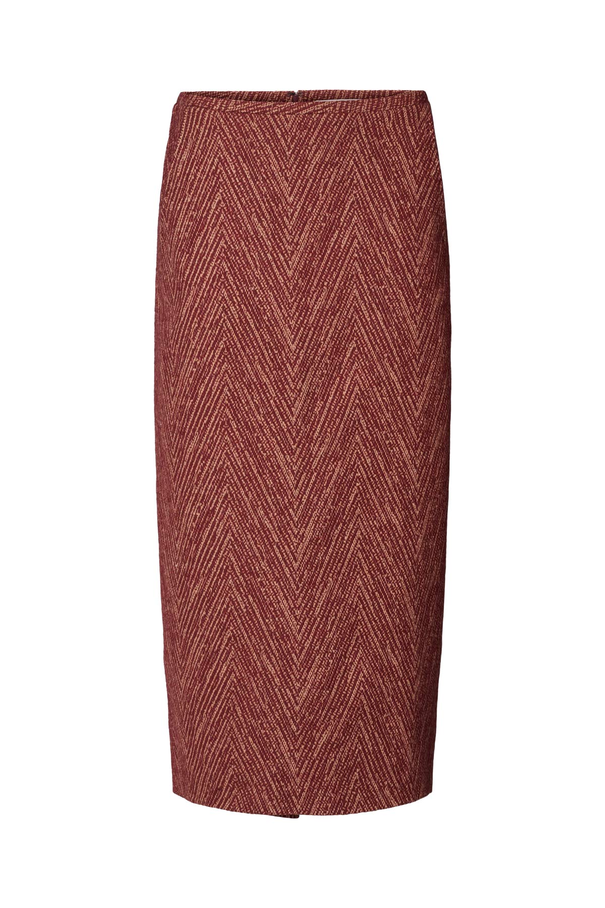 Herringbone long skirt - Luzie I Burgundy combo