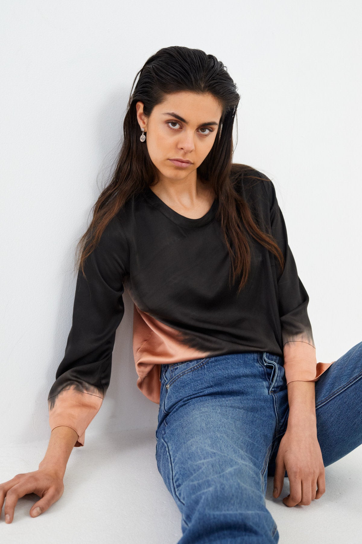 Coastal 3/4 sleeve top - Herta I Asphalt black