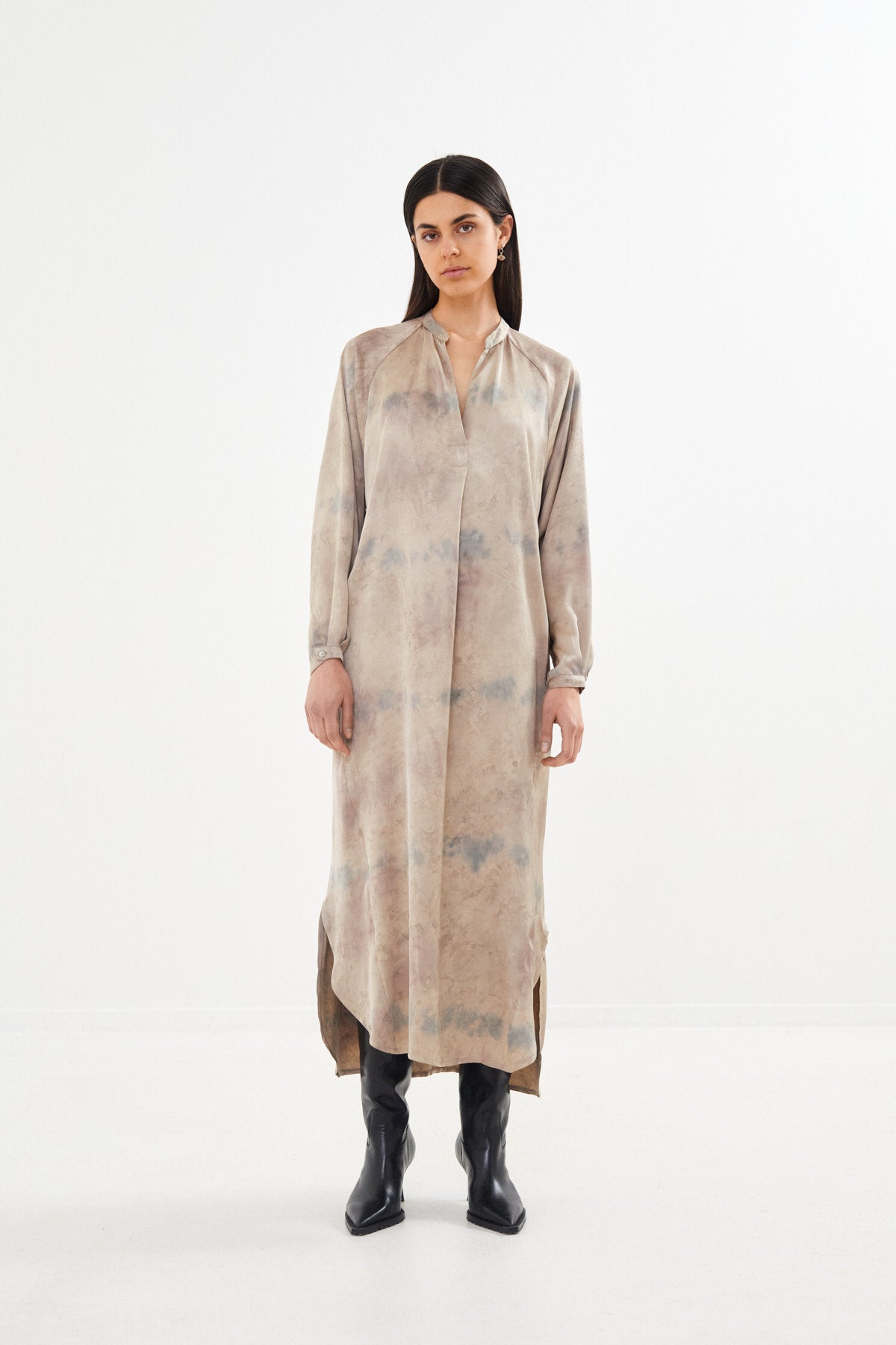 Mixture shirt dress - Houda I Asphalt combo