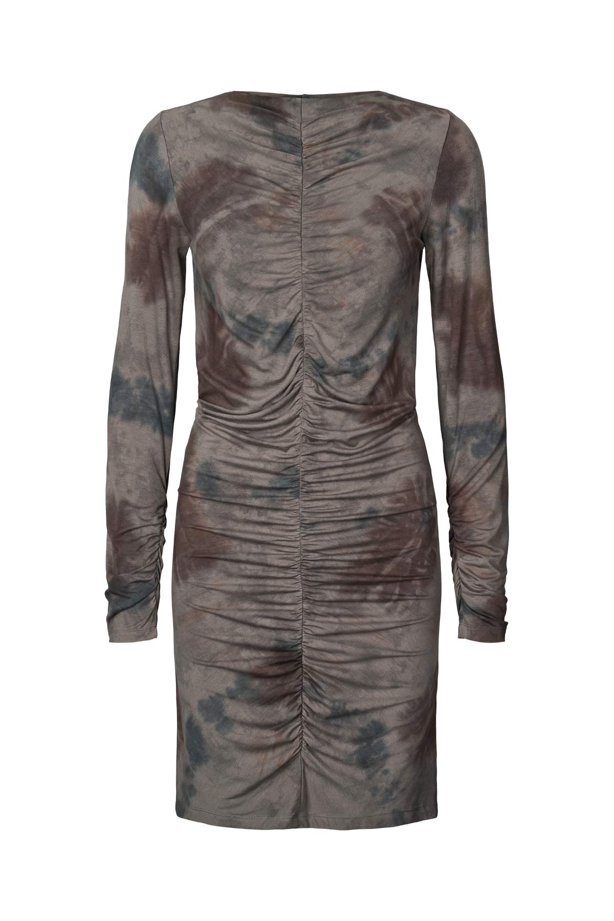 Mixture gather short dress - Isi I Asphalt combo