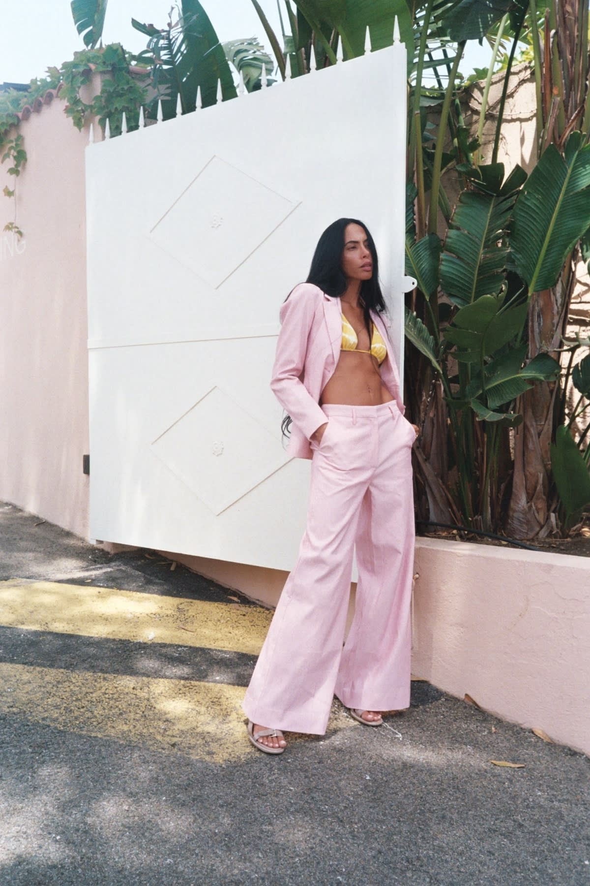 Striped tailoring jacket - Helda I Pink stripe