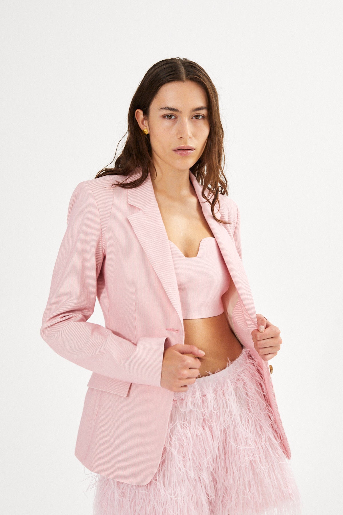 Striped tailoring jacket - Helda I Pink stripe