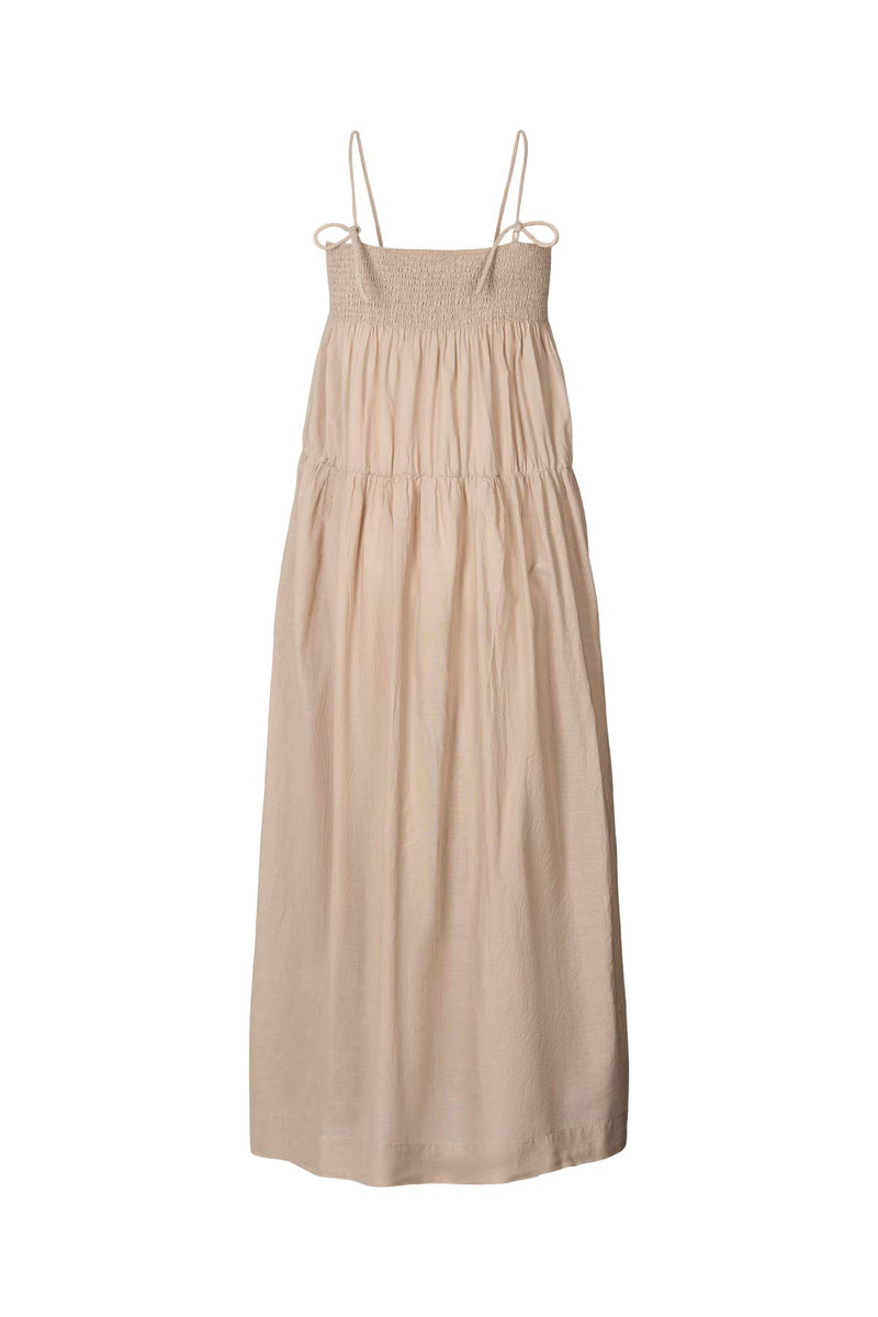 Cotton smock tier dress - Dodo I Caramel