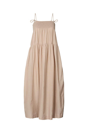 Cotton smock tier dress - Dodo I Caramel