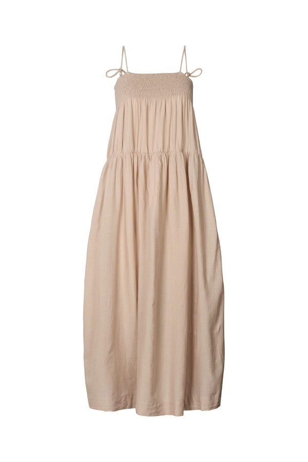 Cotton smock tier dress - Dodo I Caramel