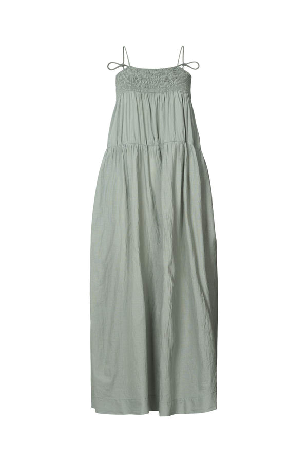 Cotton smock tier dress - Dodo I Sage