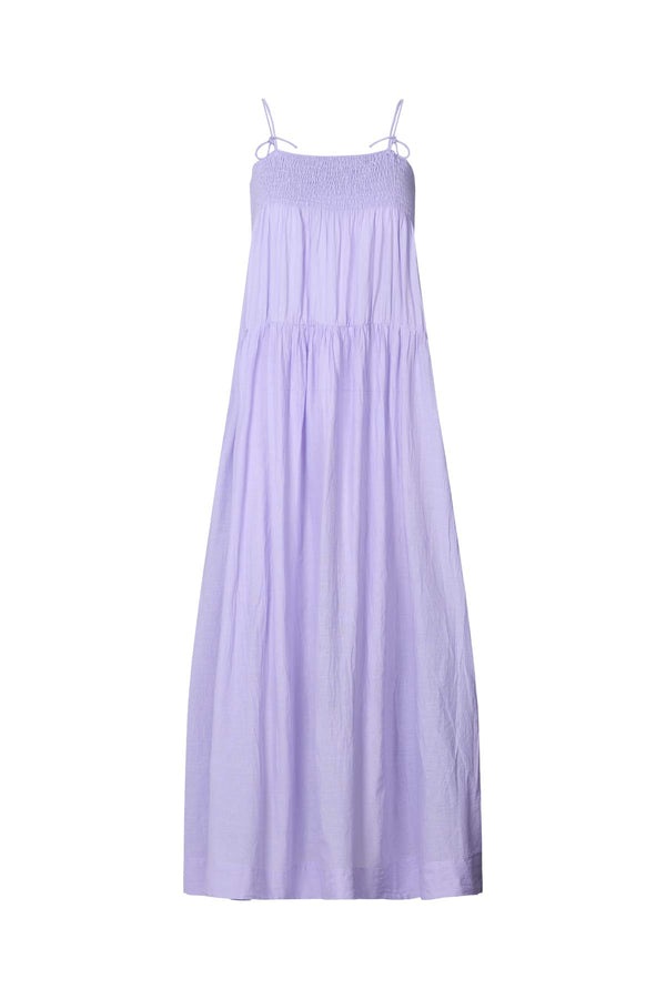 Cotton smock tier dress - Dodo I Violet