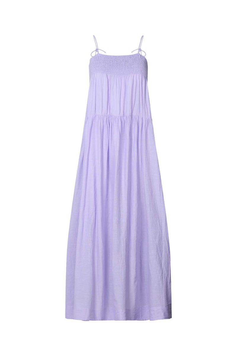 Cotton smock tier dress - Dodo I Violet