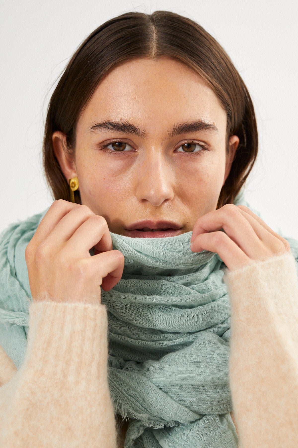 Cotton gauze scarf - Dorde I Caramel