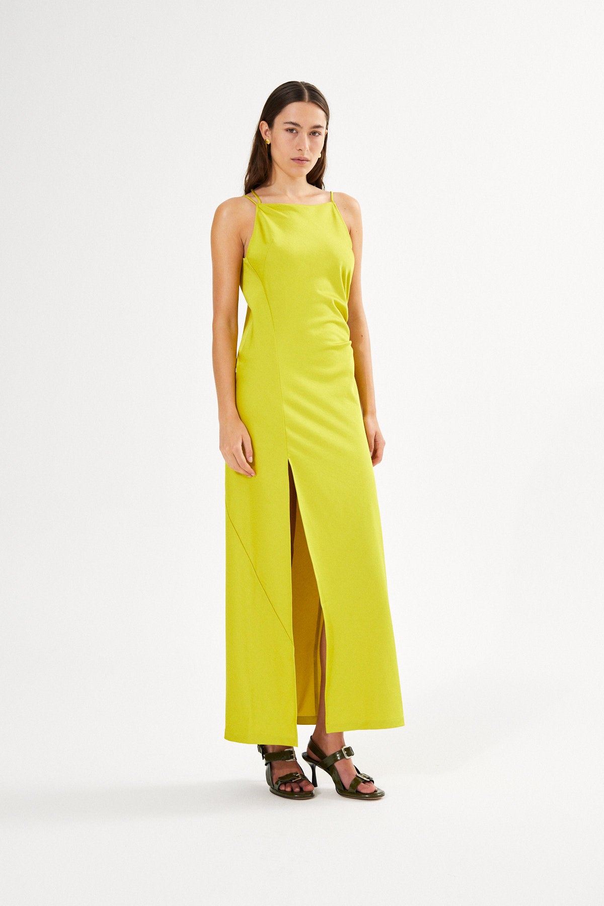 Techno drape fitted dress - Pandora I Acid yellow