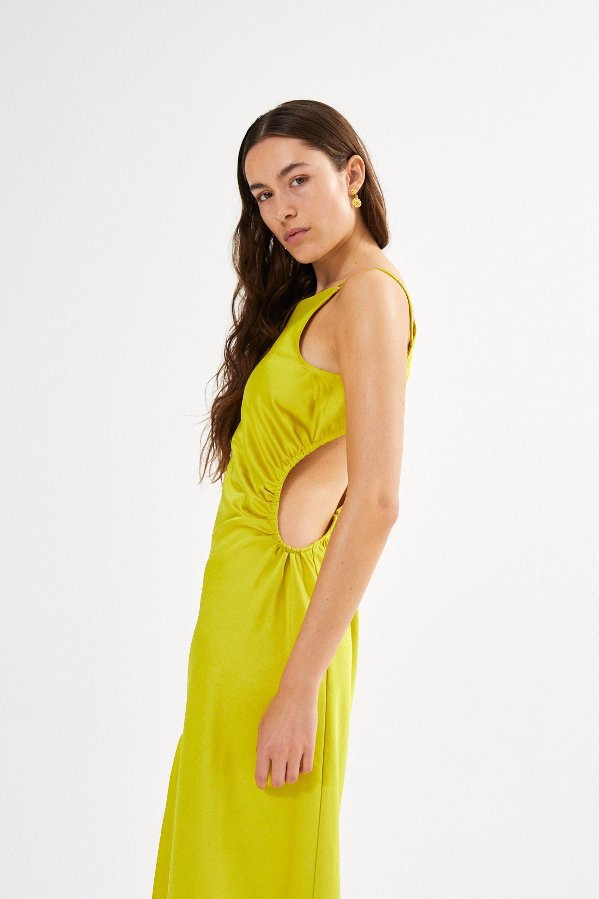 Techno drape fitted dress - Pandora I Acid yellow