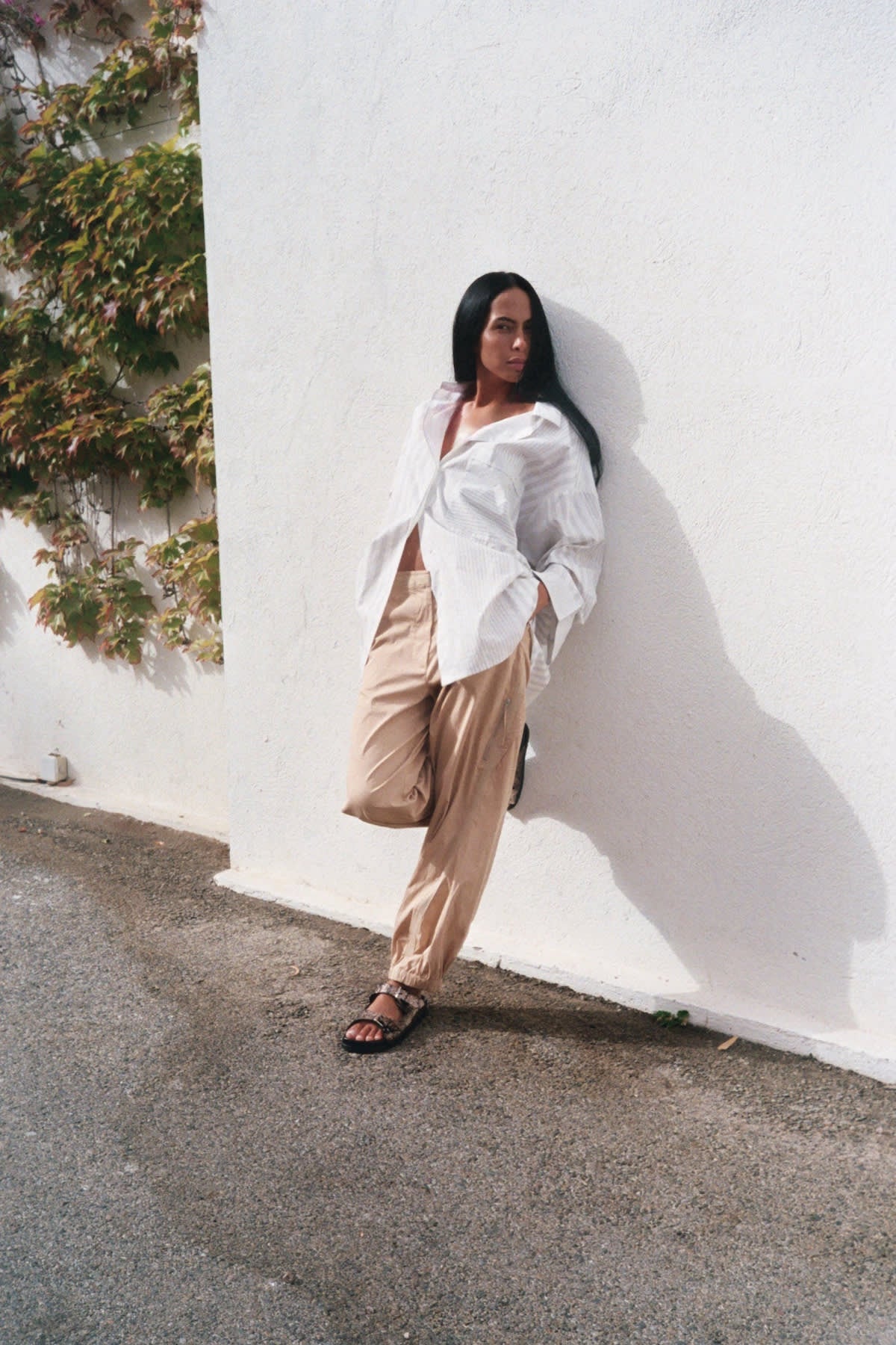 Medley stripe oversized shirt - Bobbie I Dirty chalk stripe
