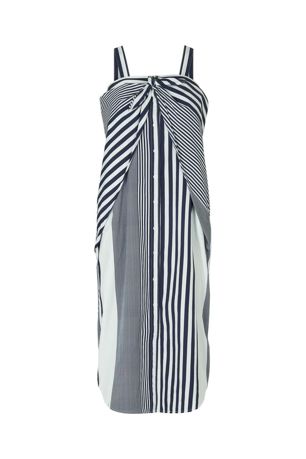 Medley stripe tie front dress - Bondie I Navy stripe
