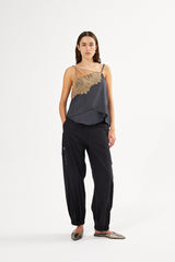 Sheer lace camisole top - Blondie I Tobacco combo