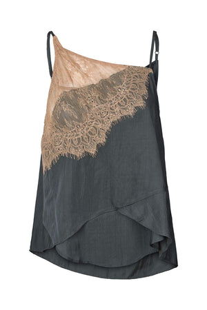 Sheer lace camisole top - Blondie I Dark shadow combo