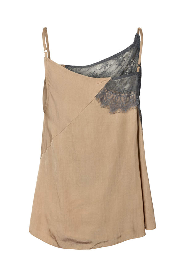 Sheer lace camisole top - Blondie I Tobacco combo