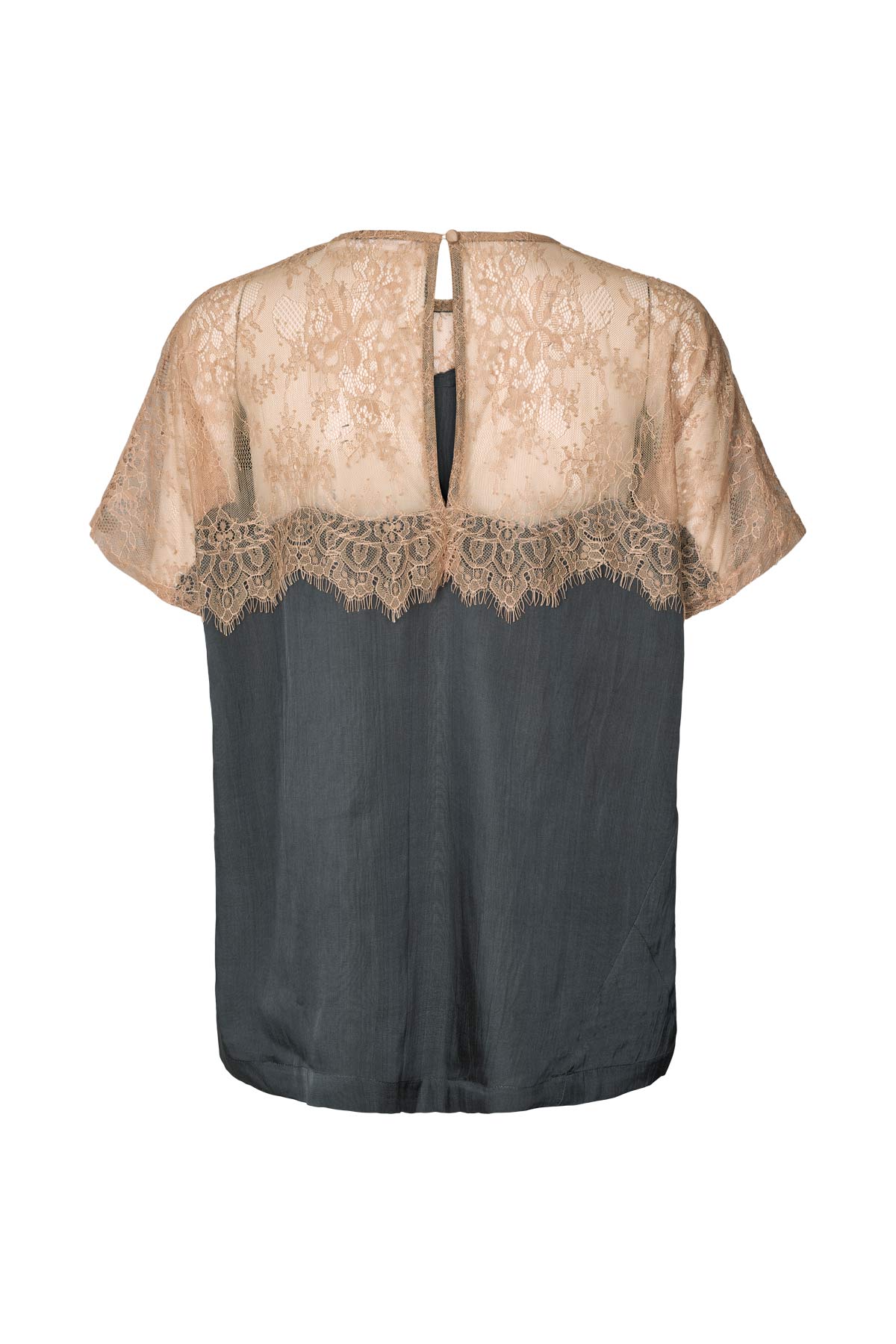Sheer lace t-shirt - Buggi I Dark shadow combo