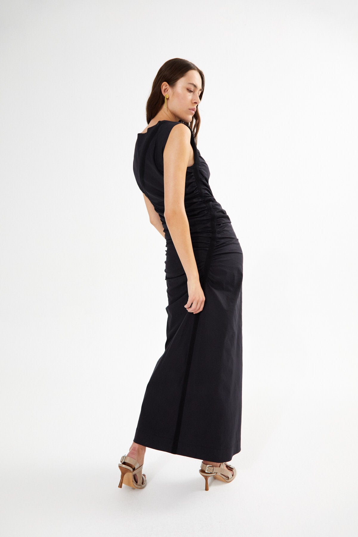 Papery fitted long dress - Bibber I Black