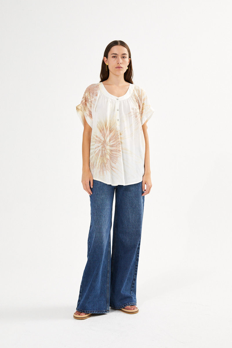 Cartwheel blouse - Jolin I Ocean combo