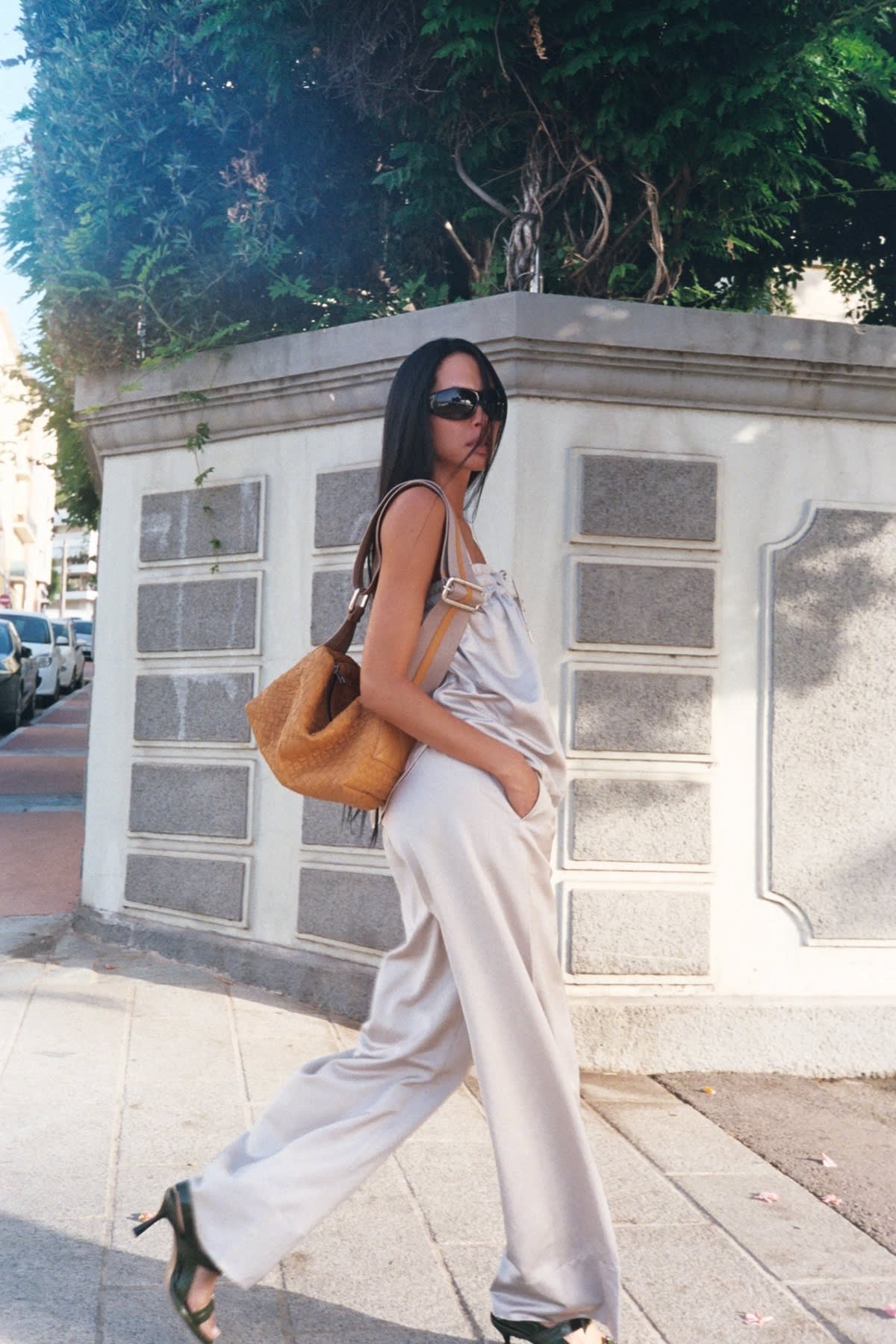 Basket weave leather bag - Sigi I Blush