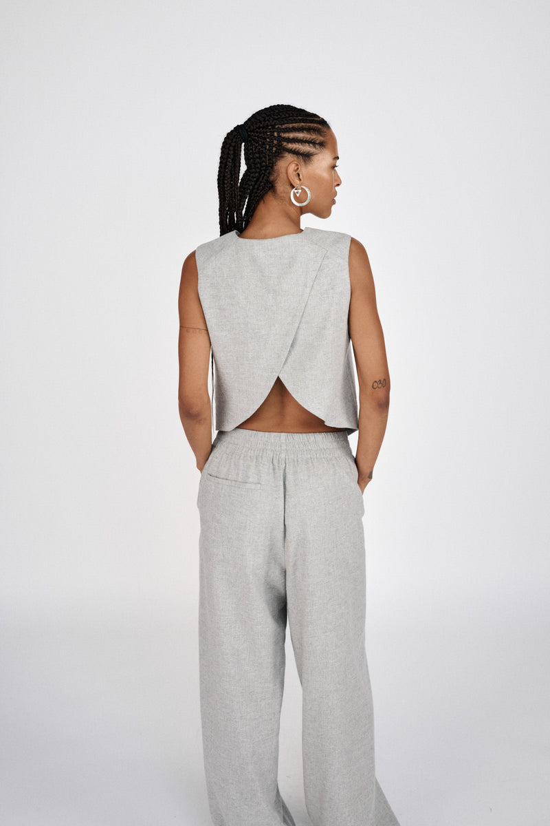 Everdeen - Drapy tailoring relaxed pants I Grey melange