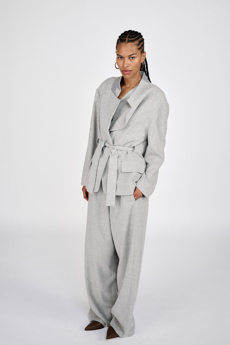 Everdeen - Drapy tailoring relaxed pants I Grey melange