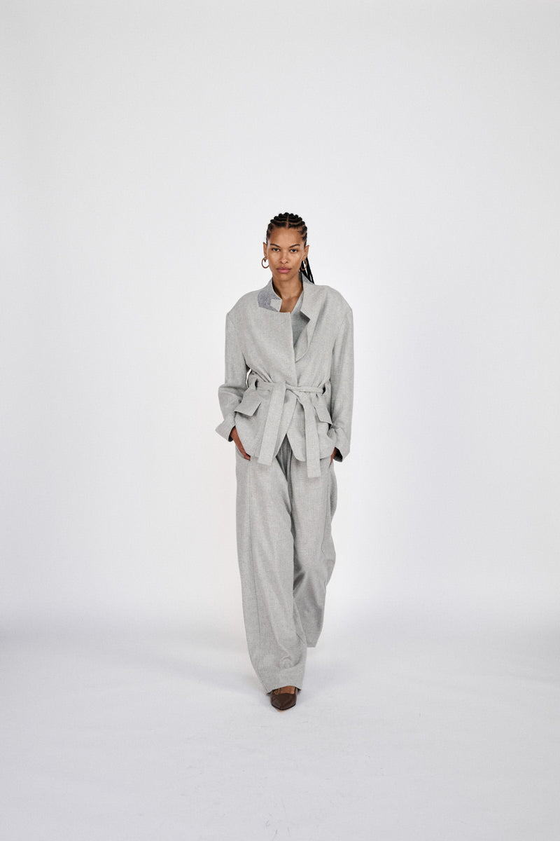 Everdeen - Drapy tailoring relaxed pants I Grey melange
