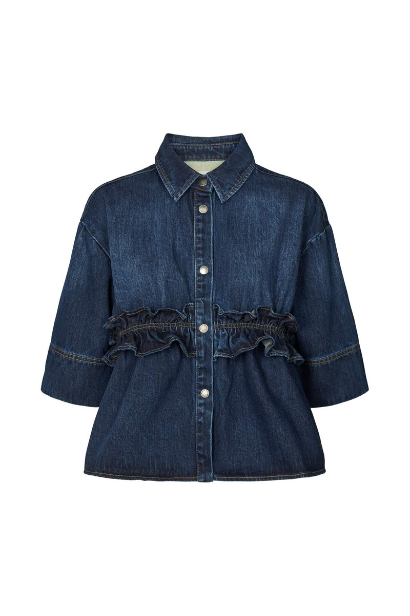 Paige - Denim shirt jacket I Dark washed indigo