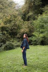 Fine - Denim cropped pants I Dark washed indigo
