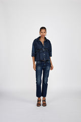 Fine - Denim cropped pants I Dark washed indigo