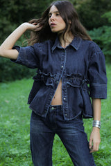 Fine - Denim cropped pants I Dark washed indigo