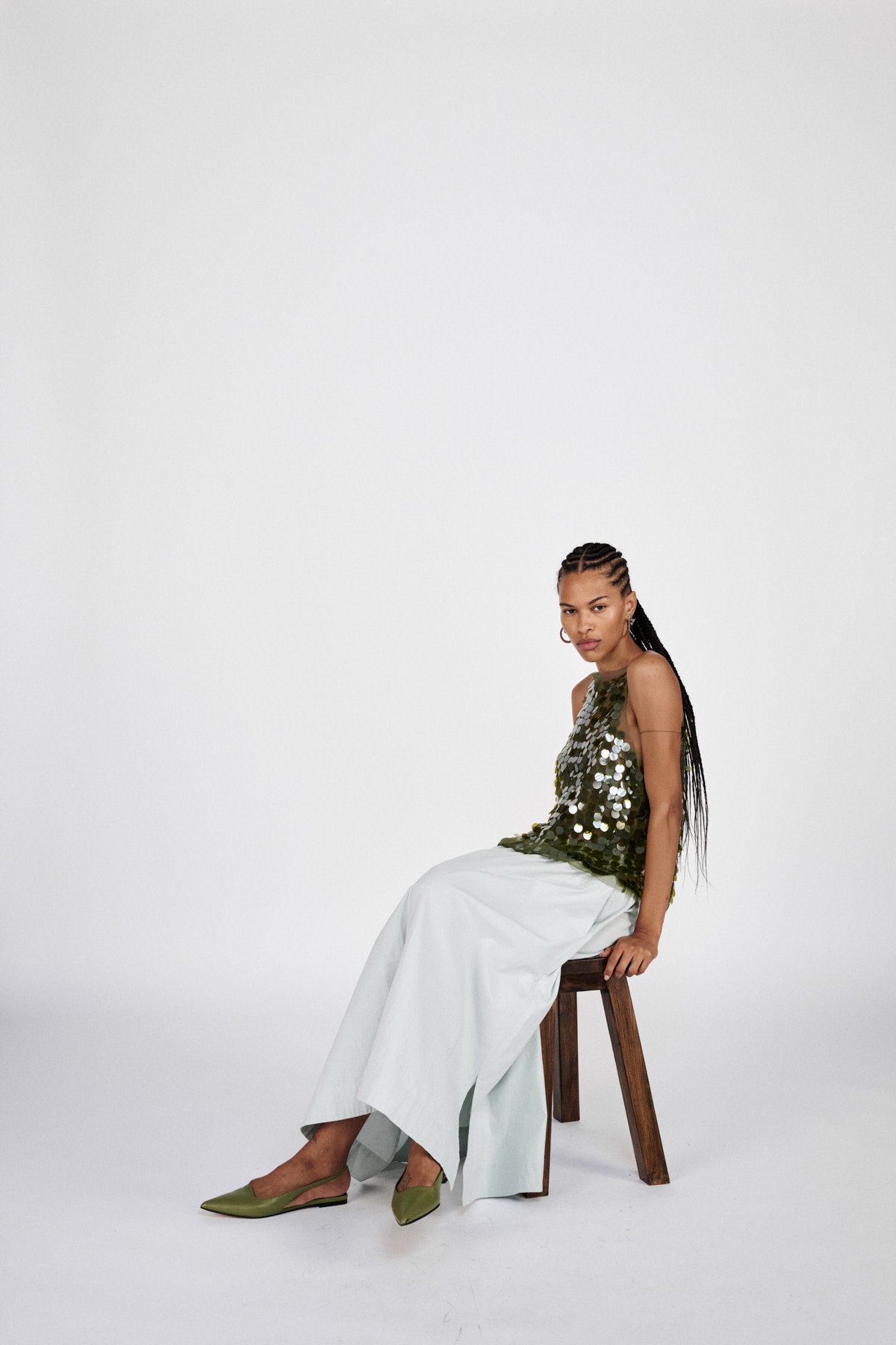 Lilos - Clover sequins tank top I Army Green