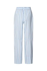 Fresia - Reverse stripe military pants I Blue pyjama stripe