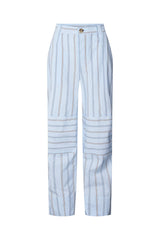Fresia - Reverse stripe military pants I Blue pyjama stripe