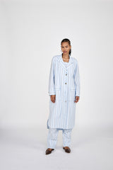 Fresia - Reverse stripe military pants I Blue pyjama stripe