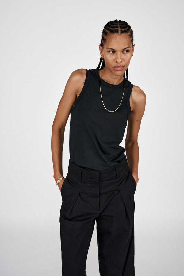 Johnny - Pima jersey tank top I Pirate black