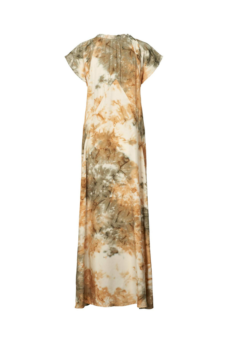 Rosie - Abstract frill neck dress I Forest combo