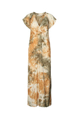 Rosie - Abstract frill neck dress I Forest combo