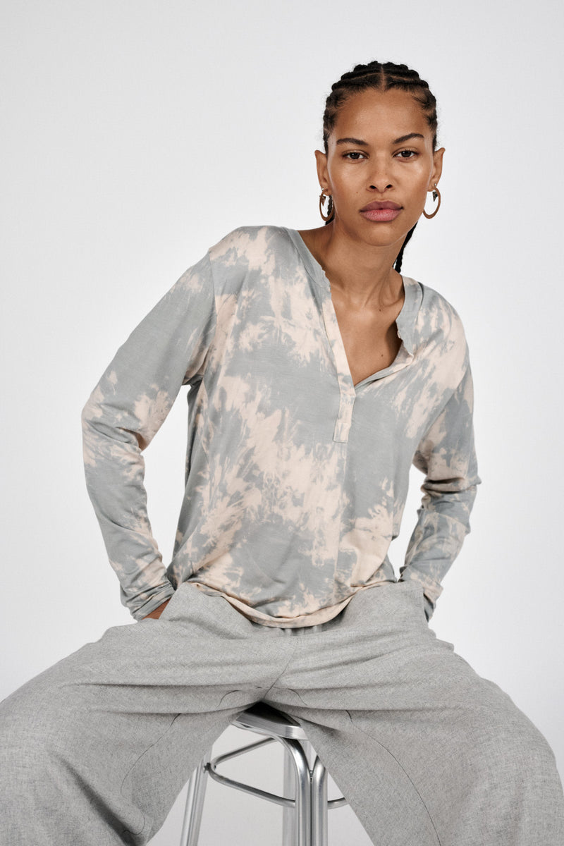 Matie - Misty placket long sleeve top I Golden mustard combo
