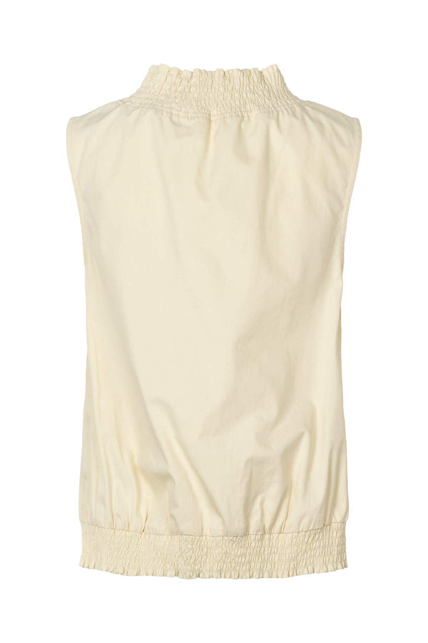 Fiola - Poplin heavy shirring top I Champagne