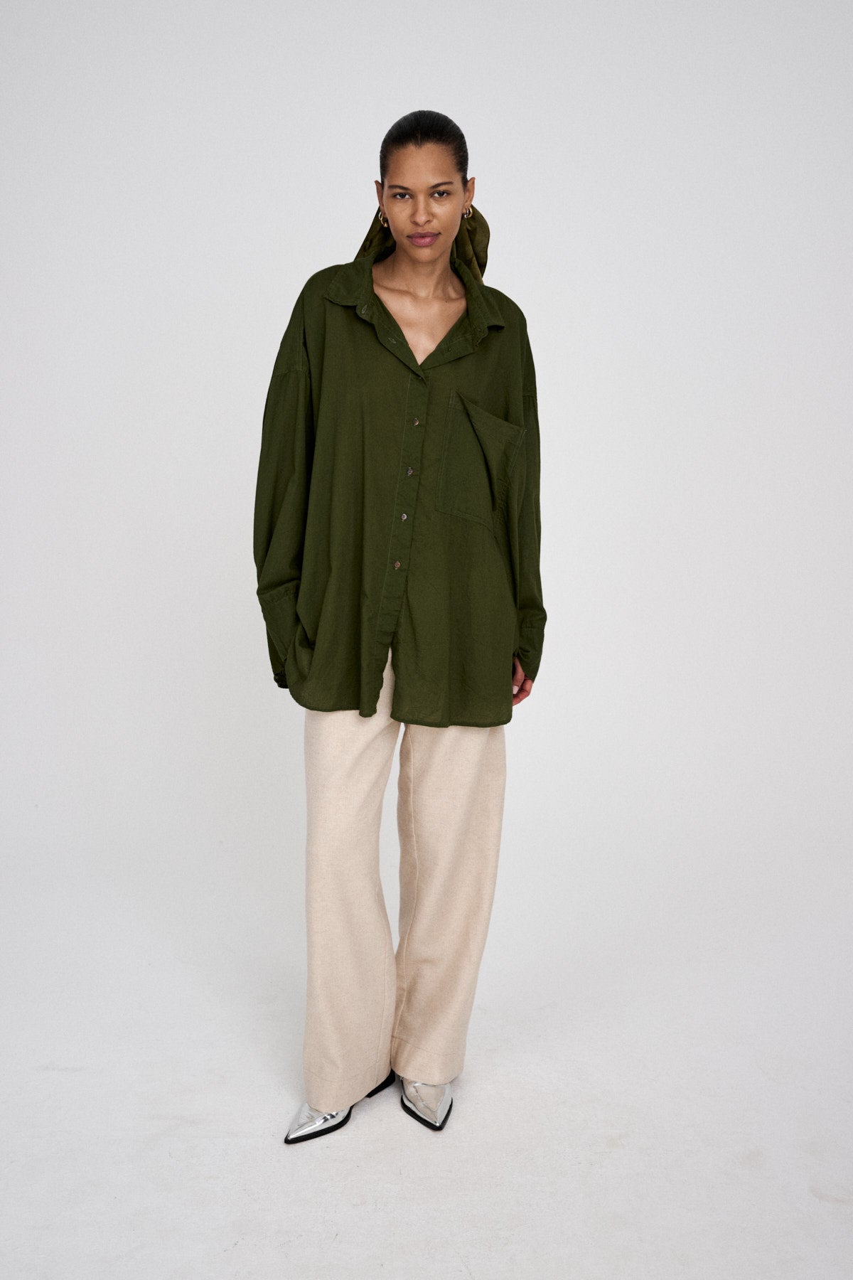 Noah - Cotton oversized shirt I Army Green