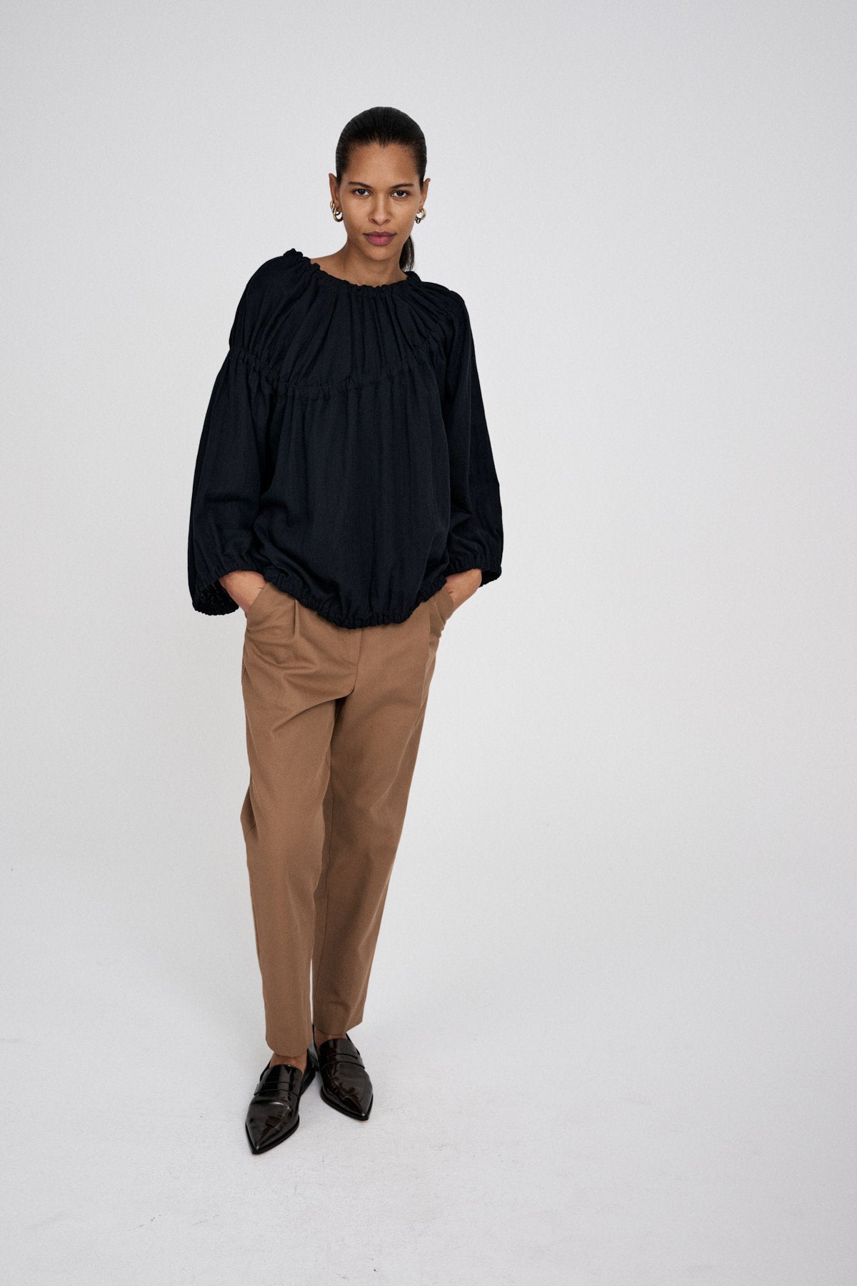 Lotte - Cotton dbl elasticated top I Black