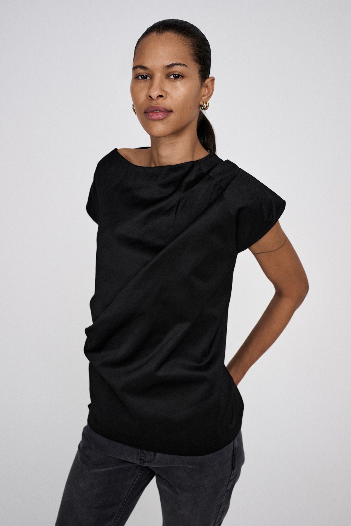 Cigga - Cotton fusion top I Pirate black