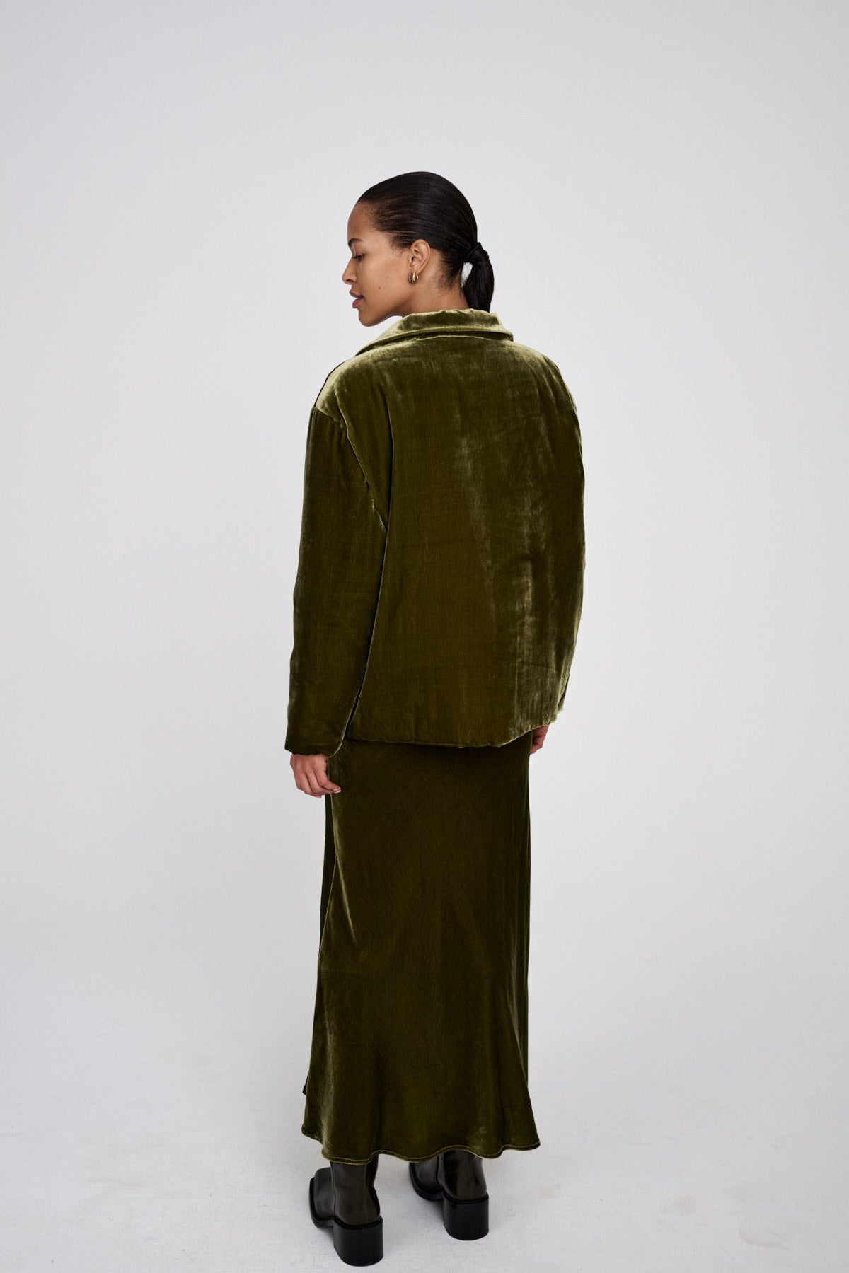 Ellery - Velvet bias skirt I Olive