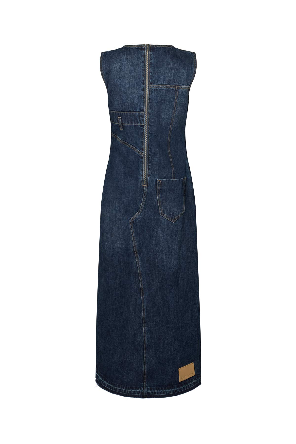 Inette - Patchwork denim dress I Dark washed indigo