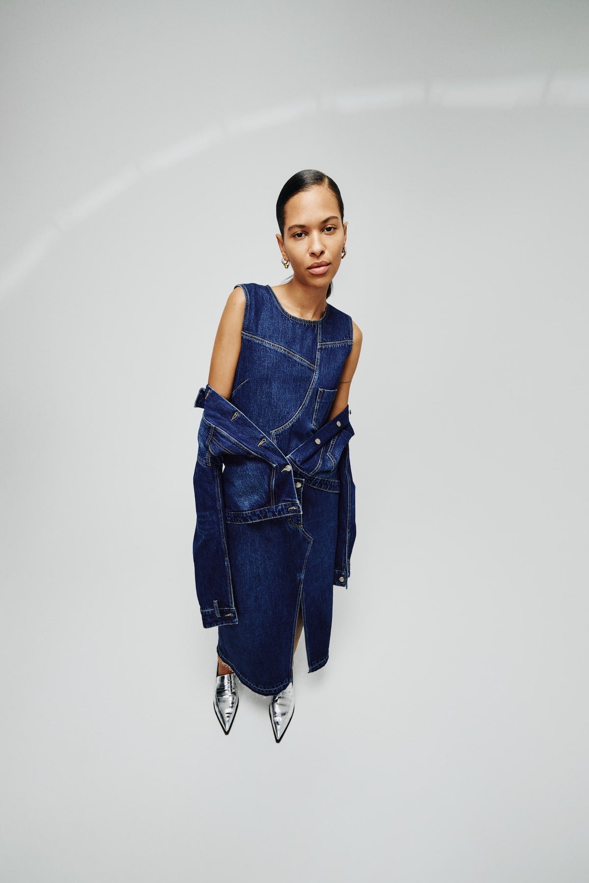 Inette - Patchwork denim dress I Dark washed indigo
