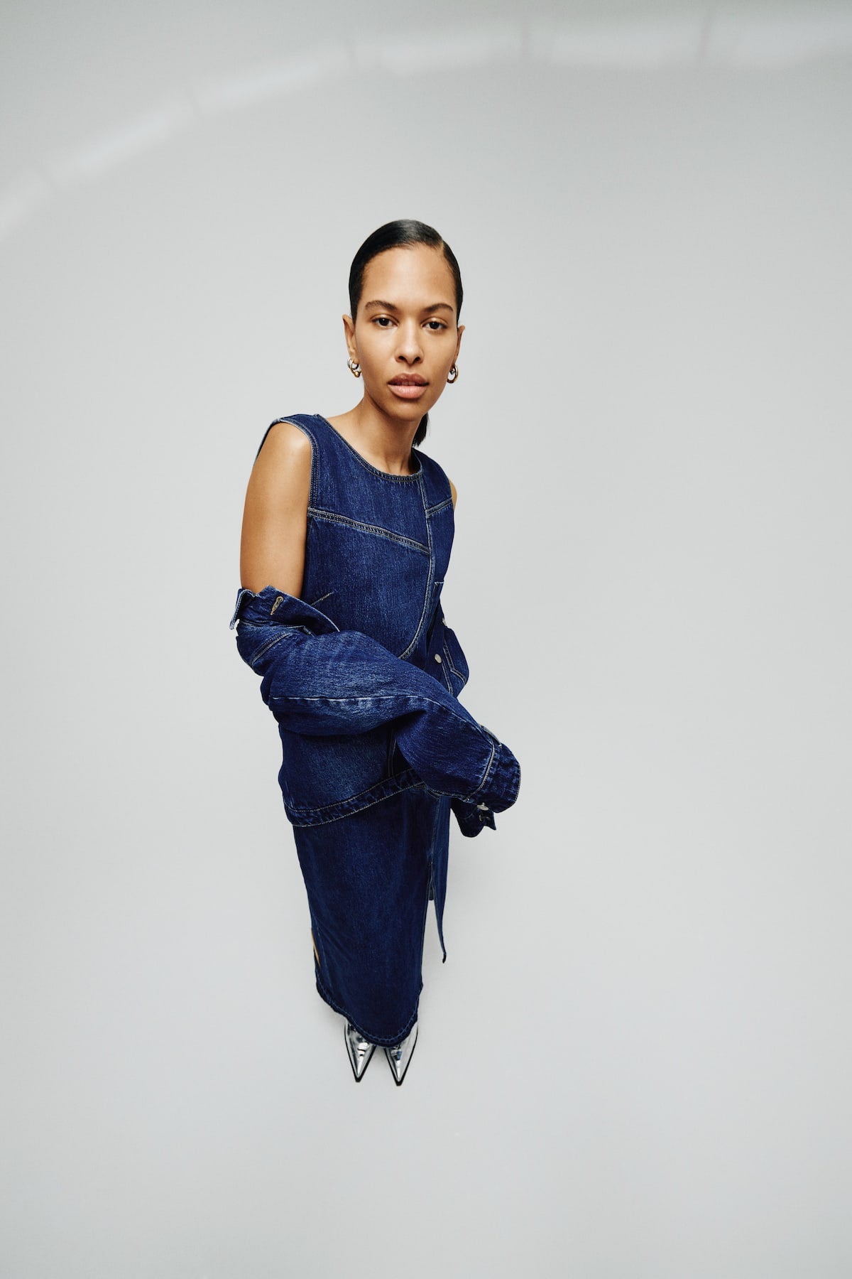 Inette - Patchwork denim dress I Dark washed indigo