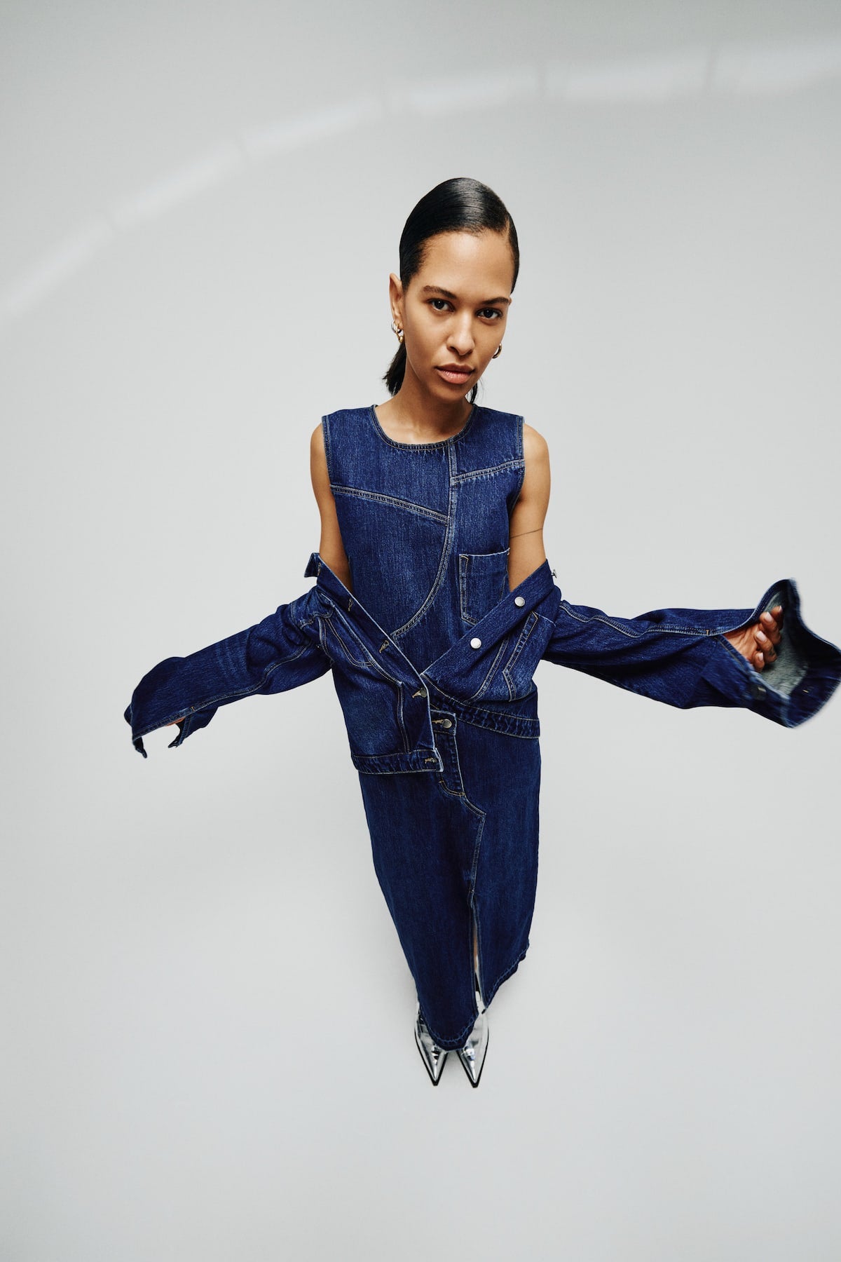 Inette - Patchwork denim dress I Dark washed indigo