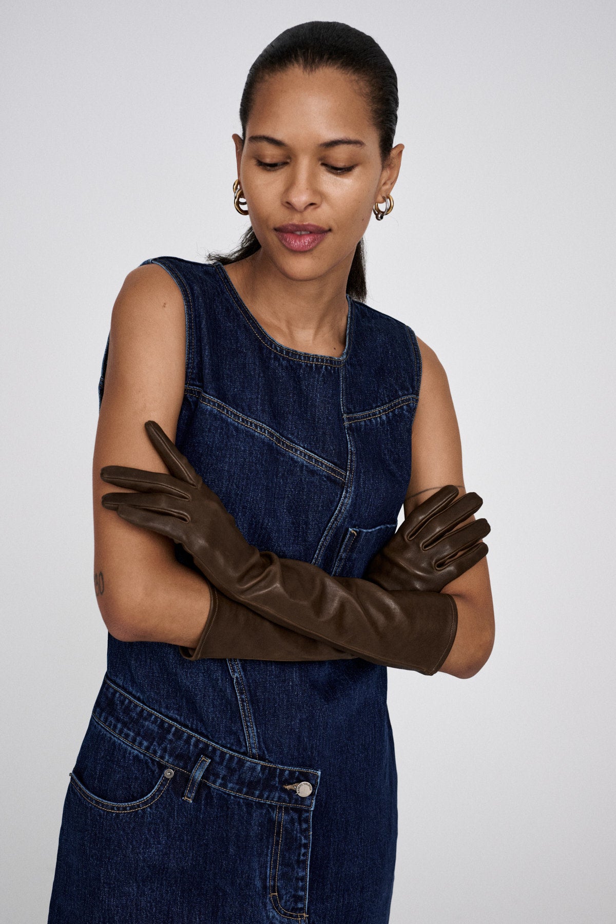 Inette - Patchwork denim dress I Dark washed indigo
