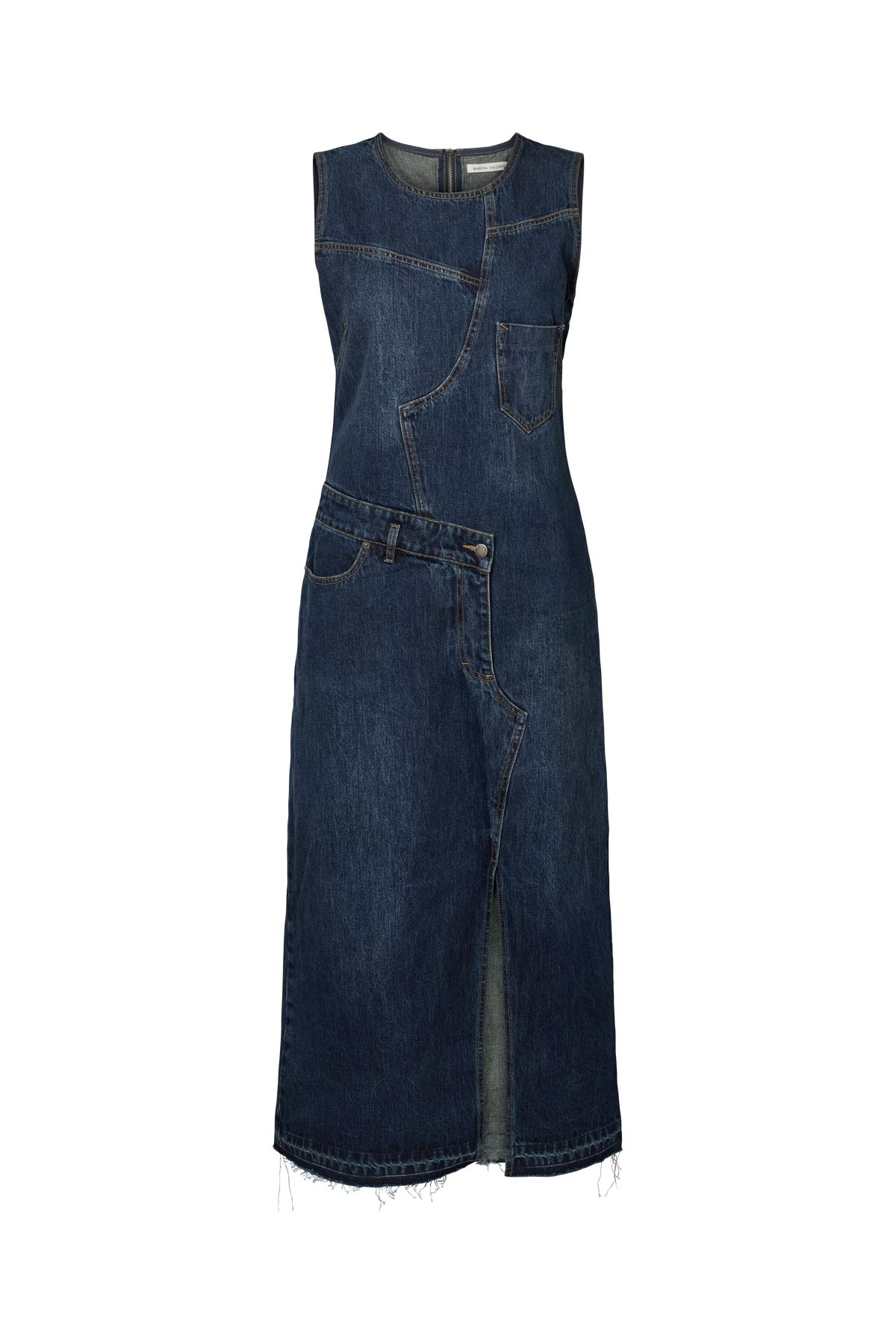 Inette - Patchwork denim dress I Dark washed indigo